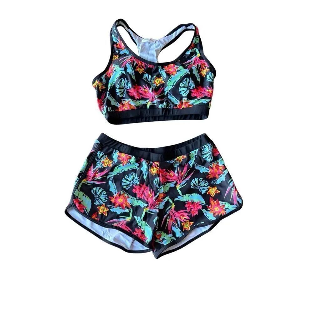 Floral print 2 piece swimsuit (S) - Picture 3 of 8